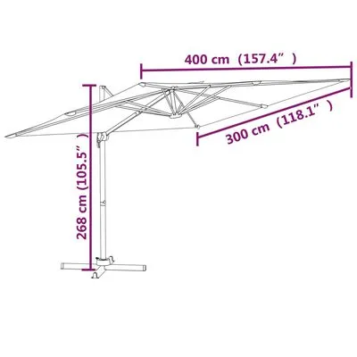 VidaXL Zweefparasol Met Aluminium Paal 400x300 Cm Antracietkleurig - Afbeelding 10