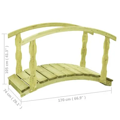 VidaXL B-stock Tuinbrug 170x74x105 Cm Geïmpregneerd Massief Grenenhout - Afbeelding 11