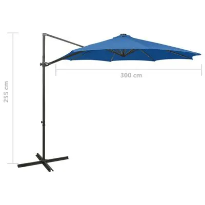 VidaXL Zweefparasol Met Paal En LED-verlichting 300 Cm Azuurblauw - Afbeelding 11