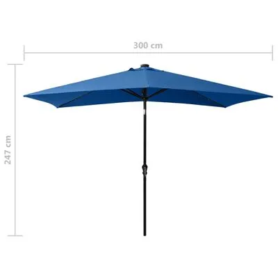 VidaXL Parasol Met LED's En Stalen Paal 2x3 M Azuurblauw - Afbeelding 11