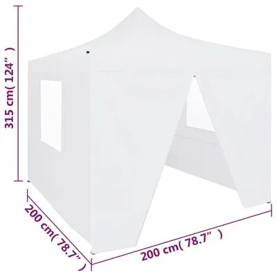 VidaXL Partytent Met 4 Zijwanden Inklapbaar 2x2 M Staal Wit - Afbeelding 11
