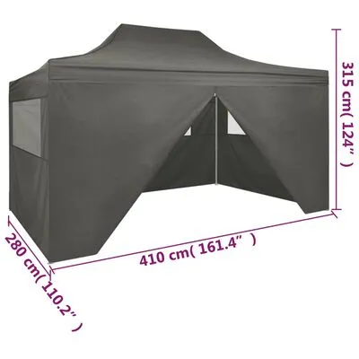 VidaXL Partytent Met 4 Zijwanden Inklapbaar 3x4 M Staal Antraciet - Afbeelding 11