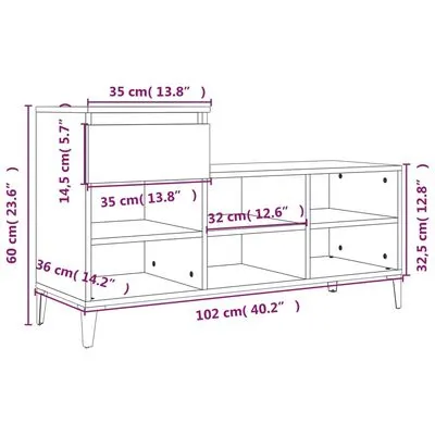 VidaXL Schoenenkast 102x36x60 Cm Bewerkt Hout Betongrijs - Afbeelding 11