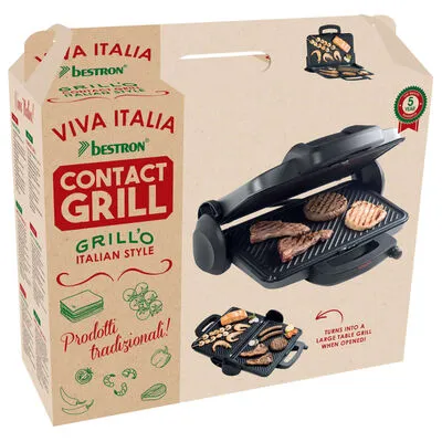 Bestron Contactgrill Viva Italia ACG380 1800 W 31x22 Cm Grijs - Afbeelding 12
