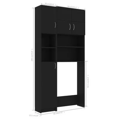 VidaXL Wasmachinekastenset Spaanplaat Zwart - Afbeelding 13