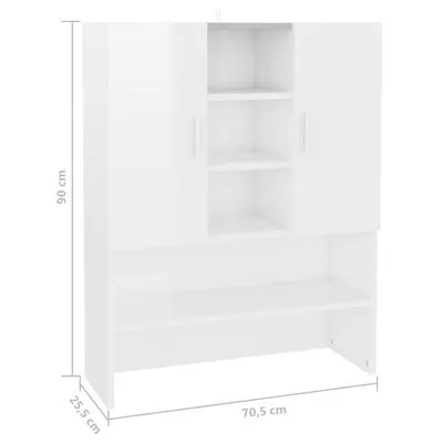 VidaXL Wasmachinekast Hoogglans Wit - Afbeelding 16