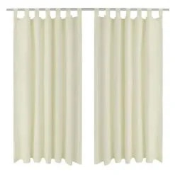 VIDAXL Micro-Satijnen Gordijnen Met Ringen 140 X 175 Cm 2 Stuks (Creme)