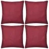 VIDAXL Kussenhoezen Katoen 50 X 50 Cm Bordeauxrood 4 Stuks