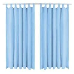 VidaXL Micro-satijnen Gordijnen Met Lussen 140x175 Cm Turquoise 2 St