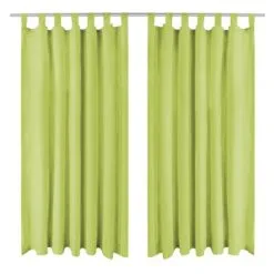 VidaXL Micro-satijnen Gordijnen Met Lussen 140x175 Cm Groen 2 St