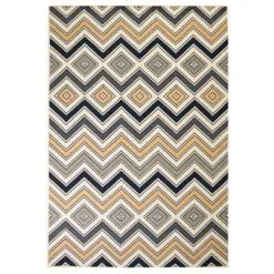 VidaXL Vloerkleed Modern Zigzag Ontwerp 80x150 Cm Bruin/zwart/blauw