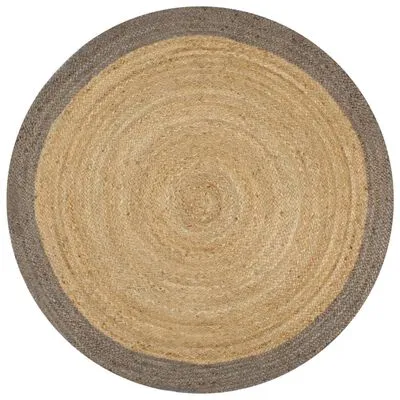 VidaXL Vloerkleed Handgemaakt Met Grijze Rand 90 Cm Jute