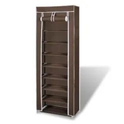 VidaXL Stoffen Schoenenrek Met Hoes 162 X 57 X 29 Cm Bruin