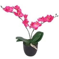 VidaXL Kunst Orchidee Plant Met Pot 30 Cm Rood