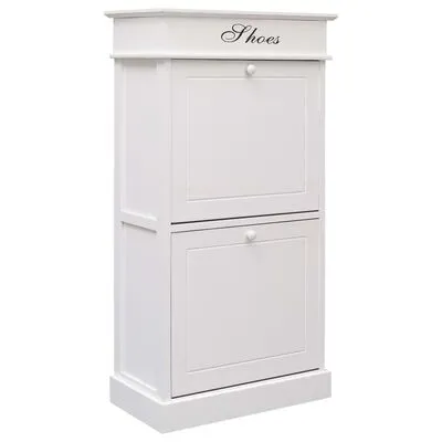 VidaXL Schoenenkast 50x28x98 Cm Paulowniahout Wit