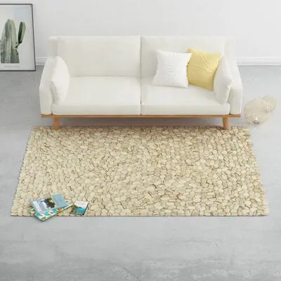 VidaXL Vloerkleed Kiezel 160x230 Cm Wolvilt Beige/grijs/bruin - Afbeelding 2