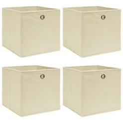 VidaXL Opbergboxen 4 St 32x32x32 Cm Stof Crèmekleurig