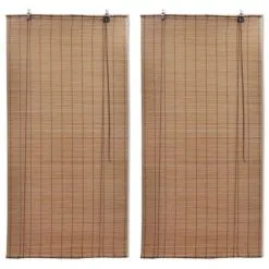 VidaXL Rolgordijnen 2 St 150x220 Cm Bamboe Bruin
