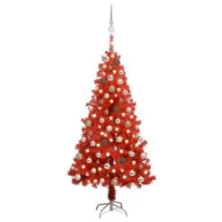 VidaXL Kunstkerstboom Met LED's En Kerstballen 120 Cm PVC Rood