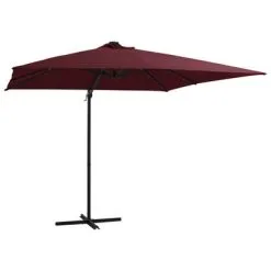 VidaXL Zweefparasol Met LED-verlichting 250x250 Cm Bordeauxrood