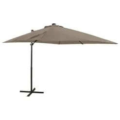 VidaXL Zweefparasol Met Paal En LED-verlichting 250 Cm Taupe