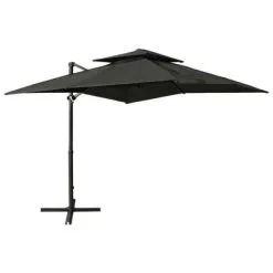 VidaXL Zweefparasol Met Dubbel Dak 250x250 Cm Antracietkleurig