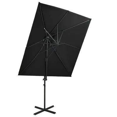 VidaXL Zweefparasol Met Dubbel Dak 250x250 Cm Zwart