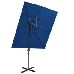 VidaXL Zweefparasol Met Dubbel Dak 250x250 Cm Azuurblauw