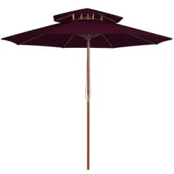 VidaXL Parasol Dubbeldekker Met Houten Paal 270 Cm Bordeauxrood
