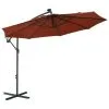 VidaXL Zweefparasol Met LED-verlichting En Stalen Paal Terracotta