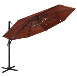 VidaXL Parasol 4-laags Met Aluminium Paal 3x3 M Terracotta