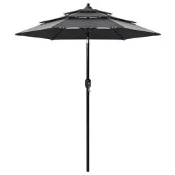 VidaXL Parasol 3-laags Met Aluminium Paal 2 M Antracietkleurig