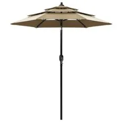 VidaXL Parasol 3-laags Met Aluminium Paal 2 M Taupe