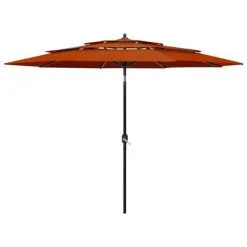 VidaXL Parasol 3-laags Met Aluminium Paal 3 M Terracottakleurig