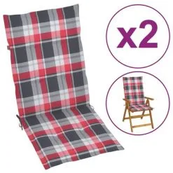 VidaXL Tuinstoelkussens 2 St 120x50x3 Cm Rood Ruitpatroon