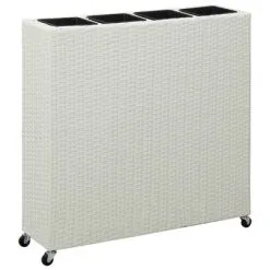 VidaXL Plantenbak Verhoogd Met 4 Potten 80x22x79 Cm Poly Rattan Wit