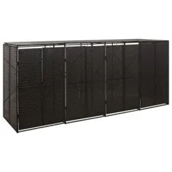 VidaXL Containerberging Viervoudig 274x80x117 Cm Poly Rattan Zwart