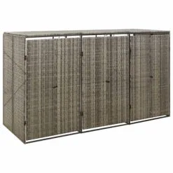 VidaXL Containerberging Driedubbel 207x80x117 Cm Poly Rattan Grijs