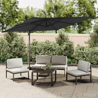 VidaXL Zweefparasol Met Aluminium Paal 300x300 Cm Zwart - Afbeelding 2