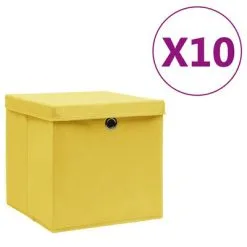 VidaXL Opbergboxen Met Deksels 10 St 28x28x28 Cm Geel