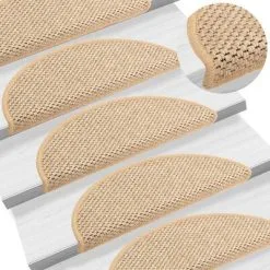 VidaXL Trapmatten Zelfklevend 15 St Sisal-look 65x25 Cm Lichtbeige