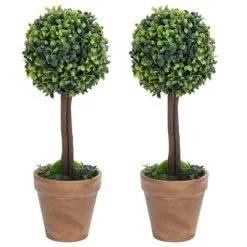 VidaXL Kunstplanten Met Pot 2 St Buxus Bolvorming 33 Cm Groen