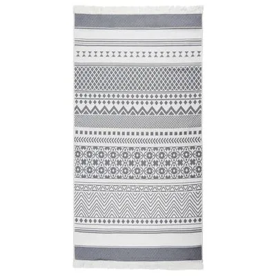 VidaXL Vloerkleed 80x150 Cm Katoen Grijs En Wit