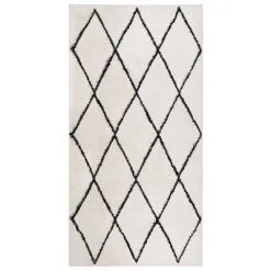 VidaXL Vloerkleed Shaggy Hoogpolig 80x150 Cm Zwart En Crèmekleurig