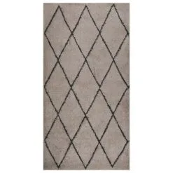 VidaXL Vloerkleed Shaggy Hoogpolig 80x150 Cm Beige En Antracietkleurig