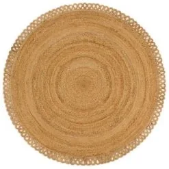 VidaXL Vloerkleed Golfrand Gevlochten Rond 90 Cm Jute