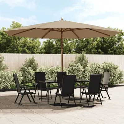 VidaXL Parasol Met Houten Paal 400x273 Cm Taupe - Afbeelding 2