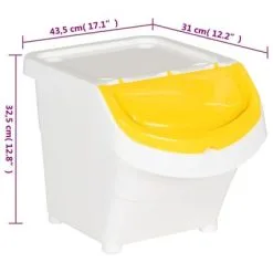 VidaXL Afvalbakken Met Deksels Stapelbaar 3 St PP 78 L Wit