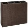 VidaXL Plantenbak Verhoogd Met 4 Potten Poly Rattan Bruin