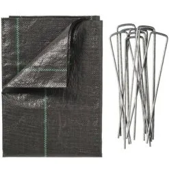 Nature Anti-worteldoek Met Pinnen 2x5 M Zwart